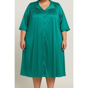 Vtg Ventura Womens Nightgown Dress Nylon Colorful Teal Green Size 4X